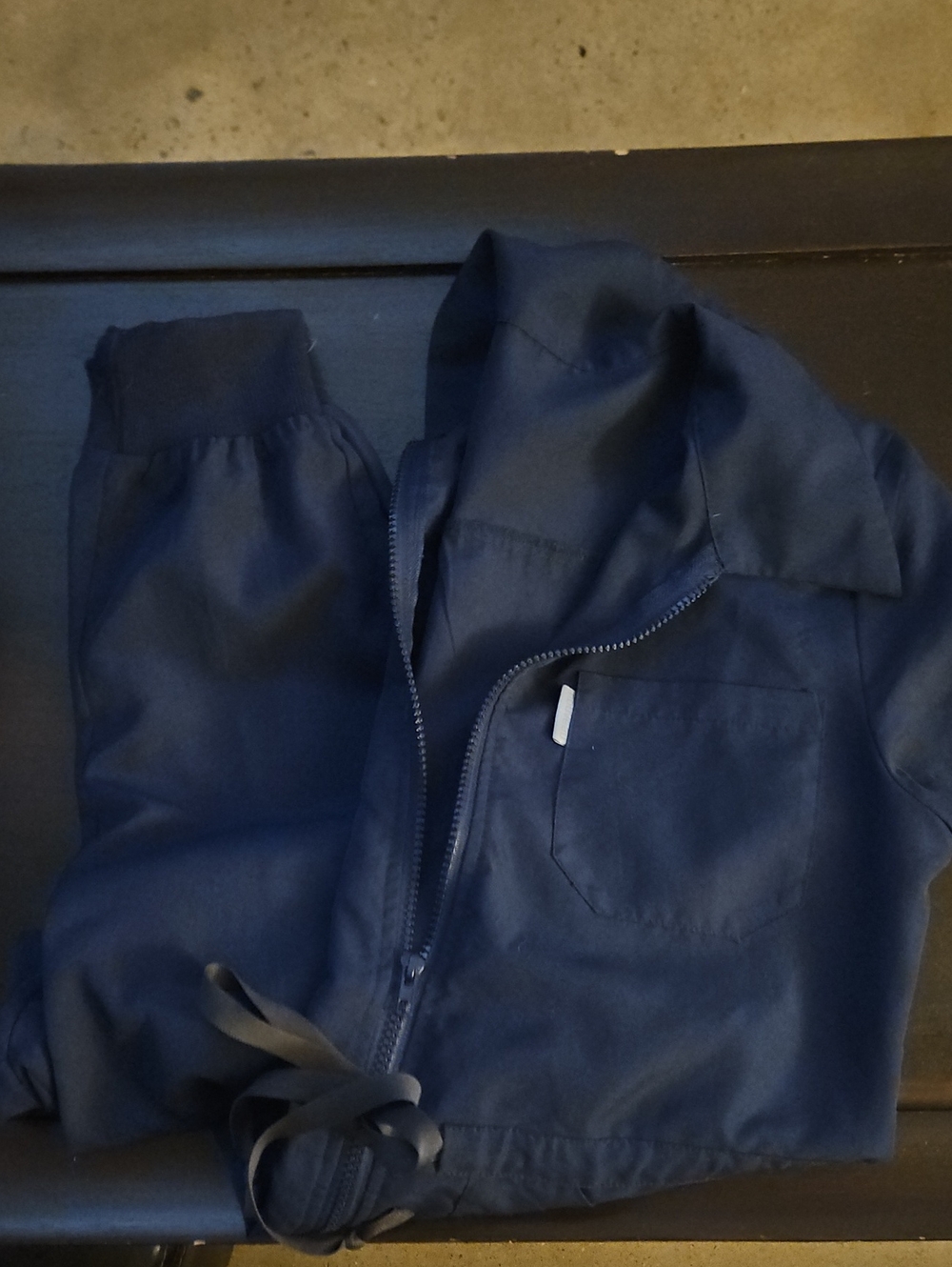 Navy Zip-Up Scrub Jumpsuit Skinny